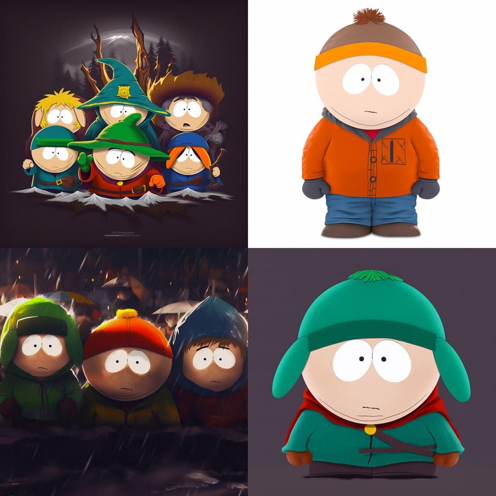 South Park style, Midjourney V5, render 1 of 4