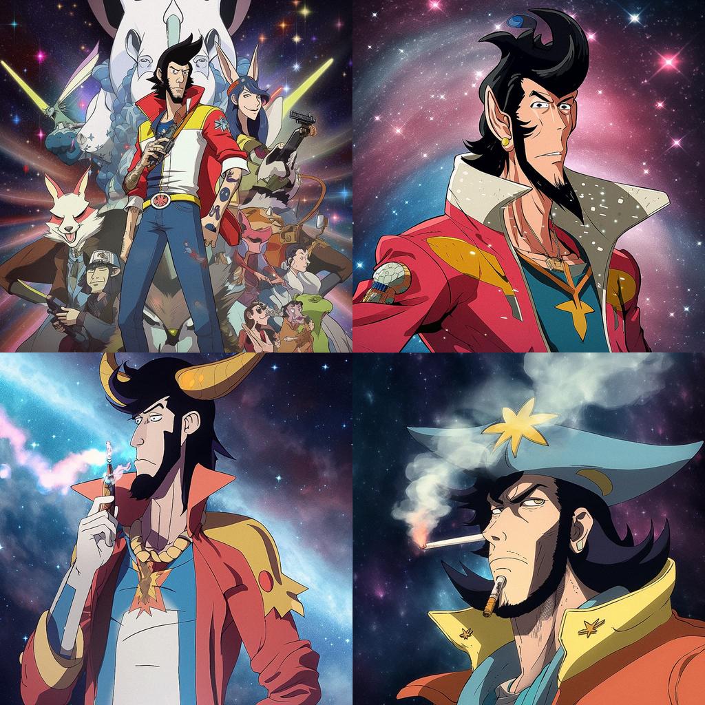 Space Dandy style, Midjourney V5, render 1 of 4