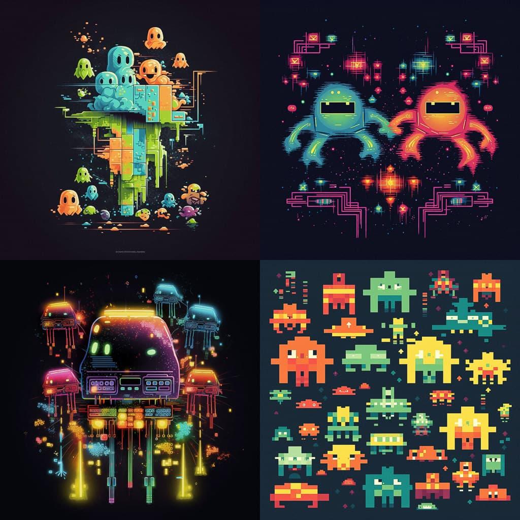 Space Invaders style, Midjourney V5, render 1 of 4