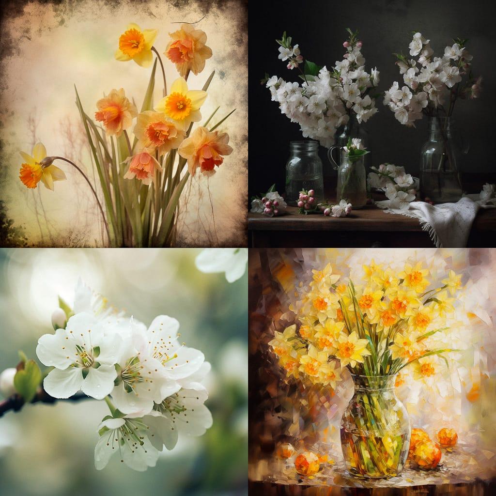 Spring style, Midjourney V5, render 1 of 4