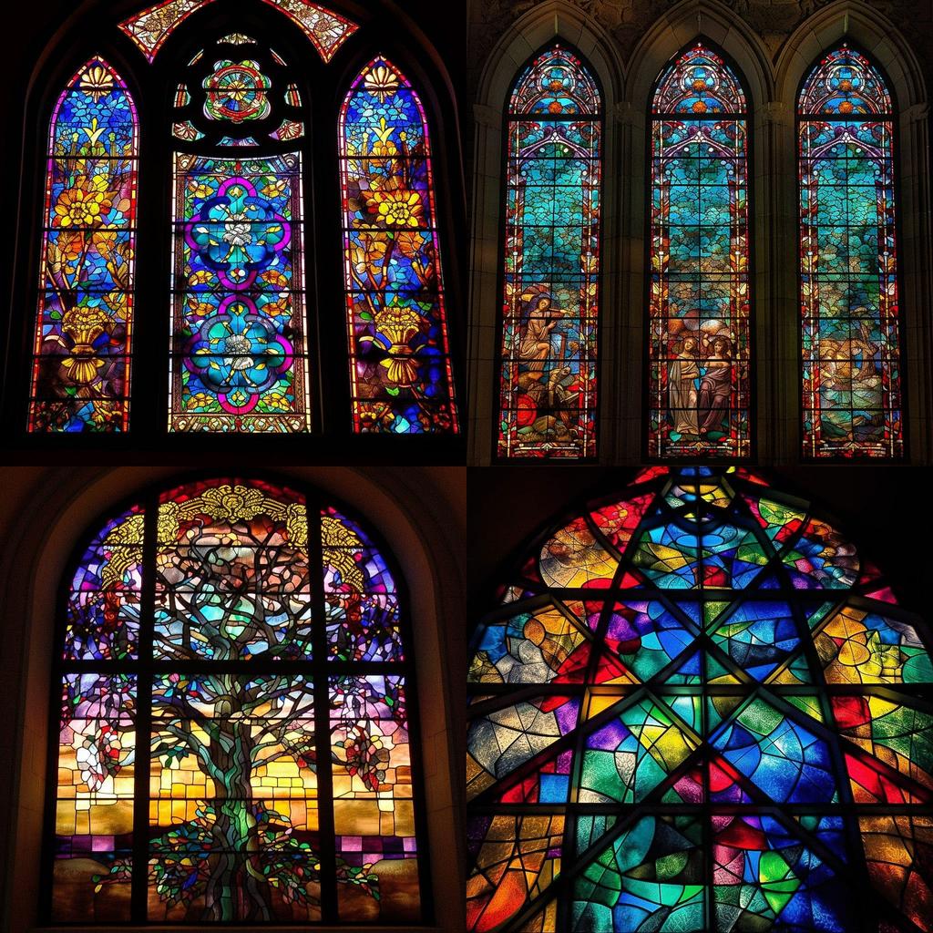 Stained glass style, Midjourney V5, render 1 of 4