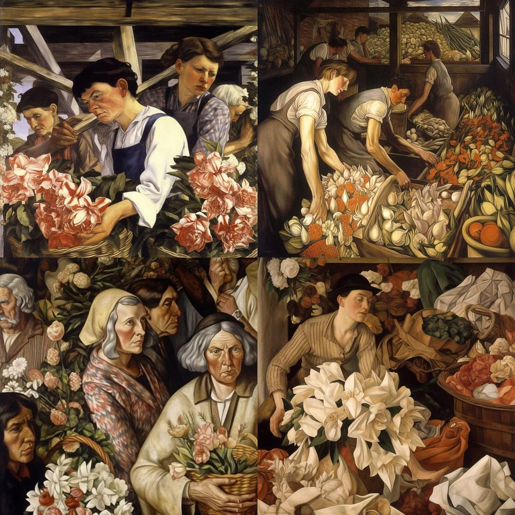 Stanley Spencer style, Midjourney V5, render 1 of 4