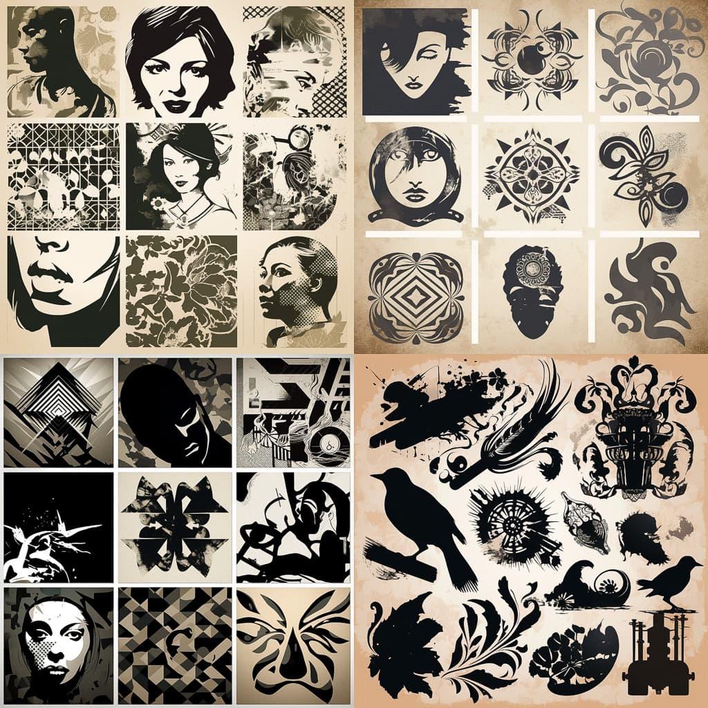 Stencil graphics style, Midjourney V5, render 1 of 4