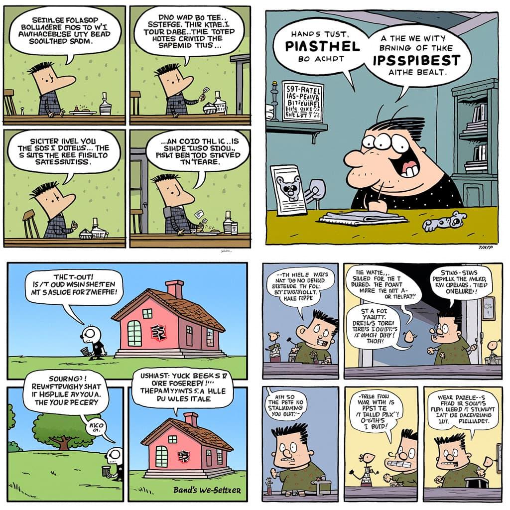 Stephan Pastis style, Midjourney V5, render 1 of 4