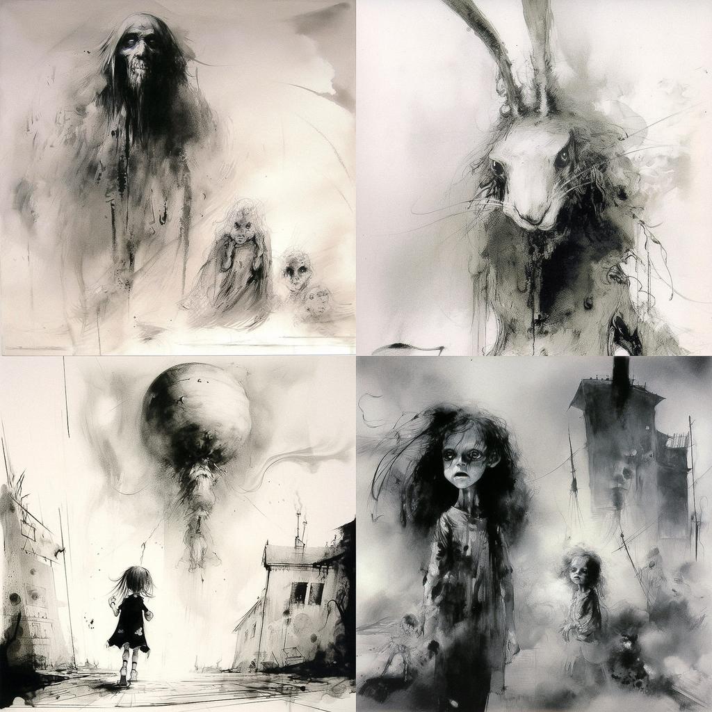 Stephen Gammell style, Midjourney V5, render 1 of 4