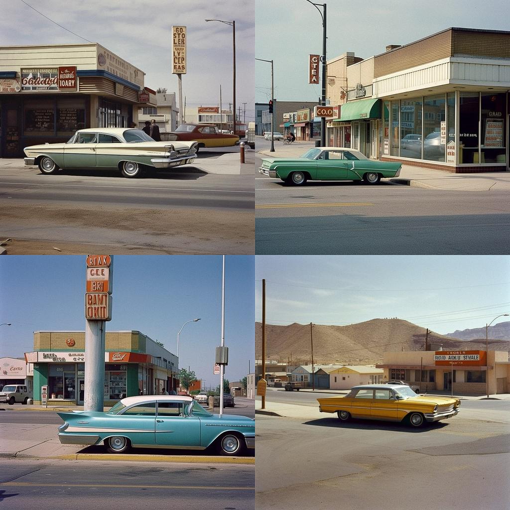 Stephen Shore style, Midjourney V5, render 1 of 4