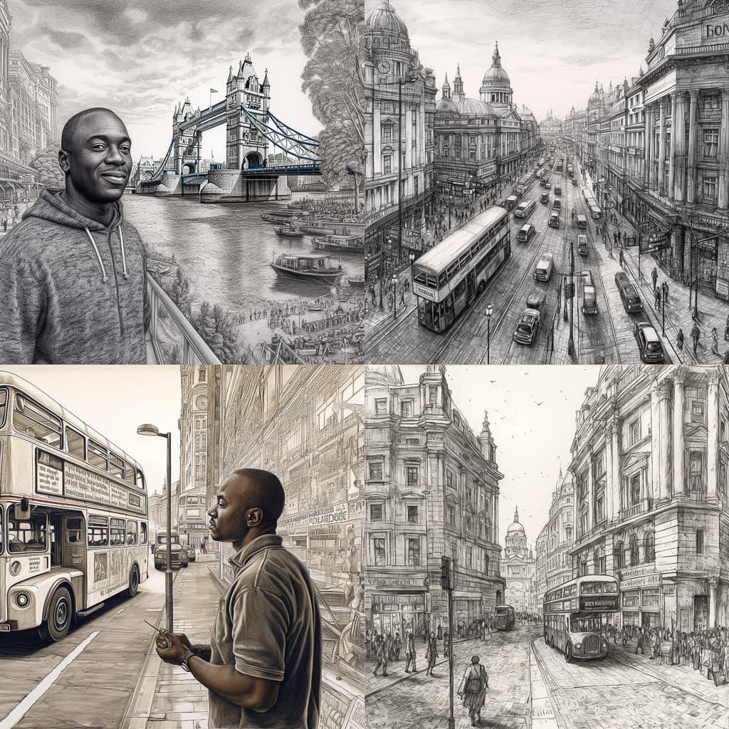 Stephen Wiltshire style, Midjourney V5, render 1 of 4