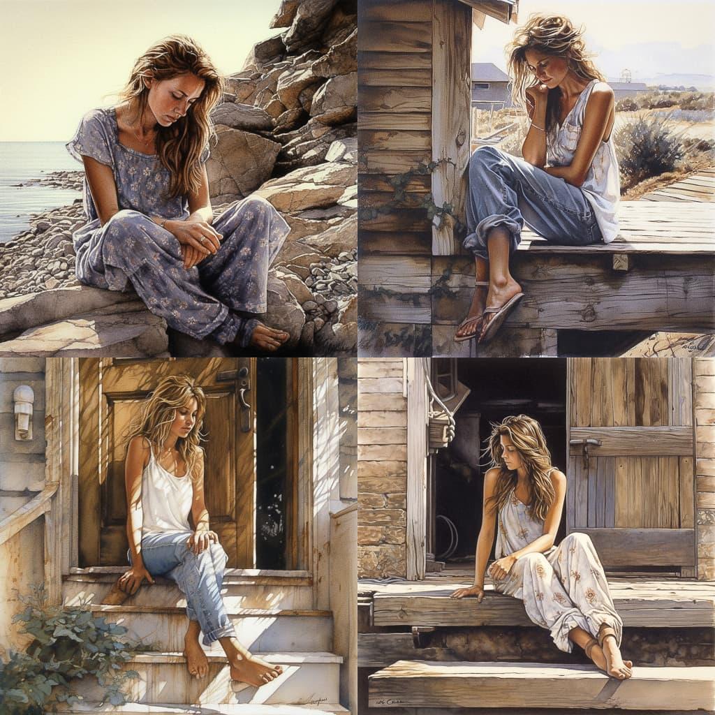 Steve Hanks style, Midjourney V5, render 1 of 4