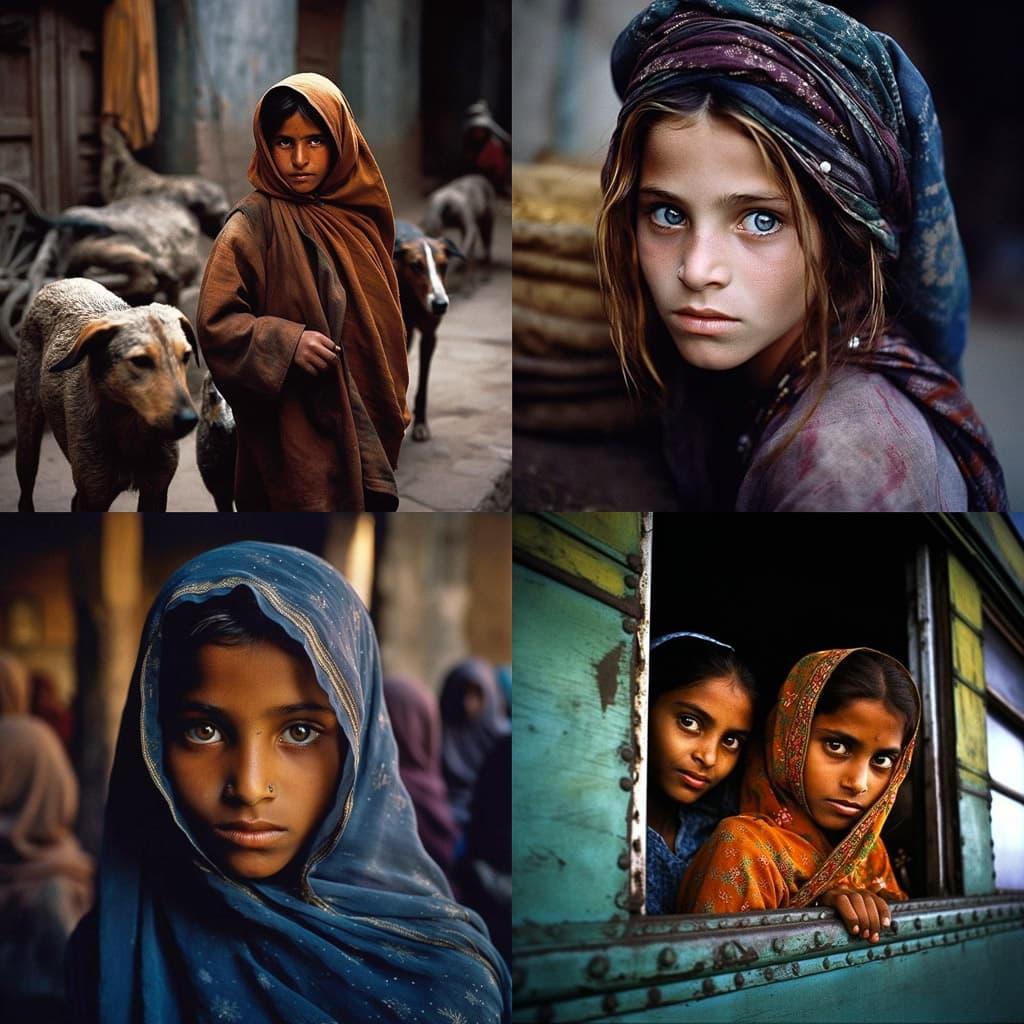Steve McCurry style, Midjourney V5, render 1 of 4