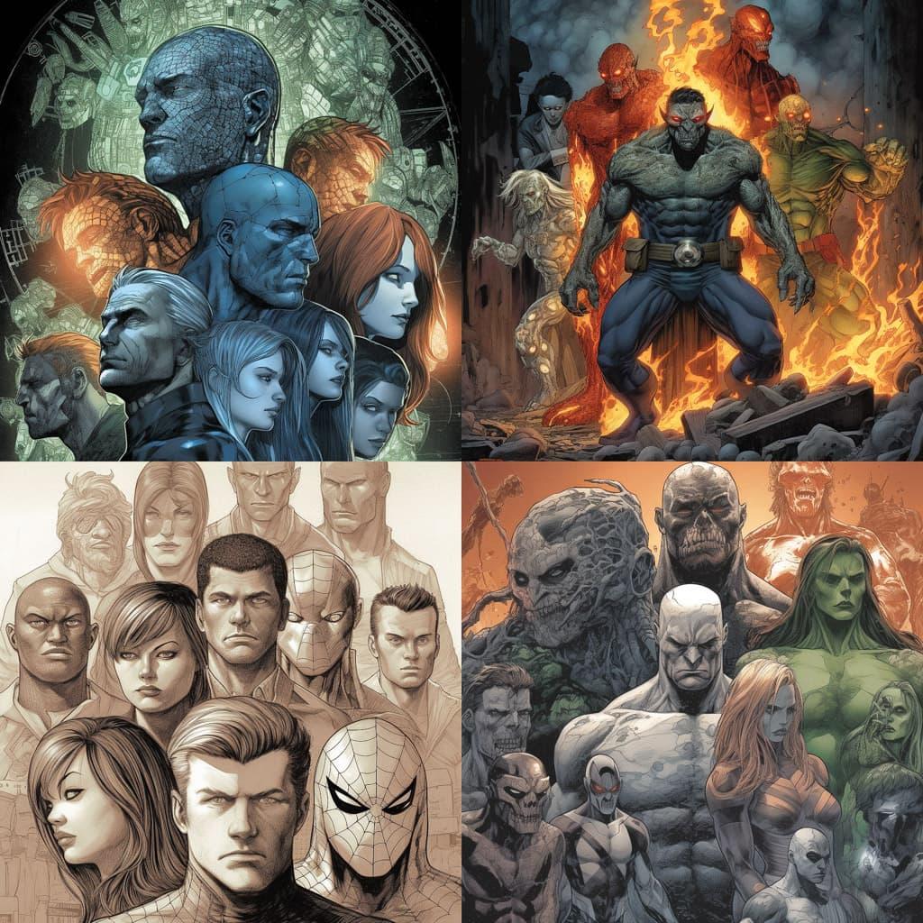 Steve McNiven style, Midjourney V5, render 1 of 4