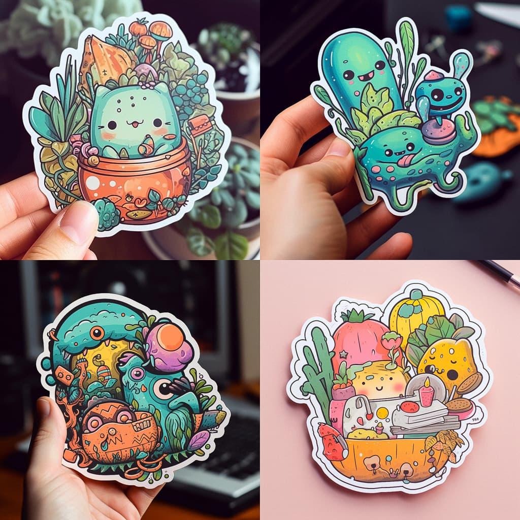Sticker illustration style, Midjourney V5, render 1 of 4