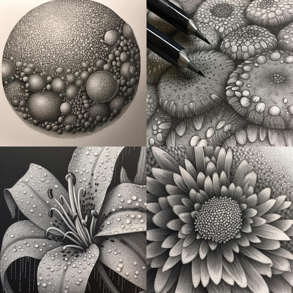 Stippling style, Midjourney V5, render 1 of 4