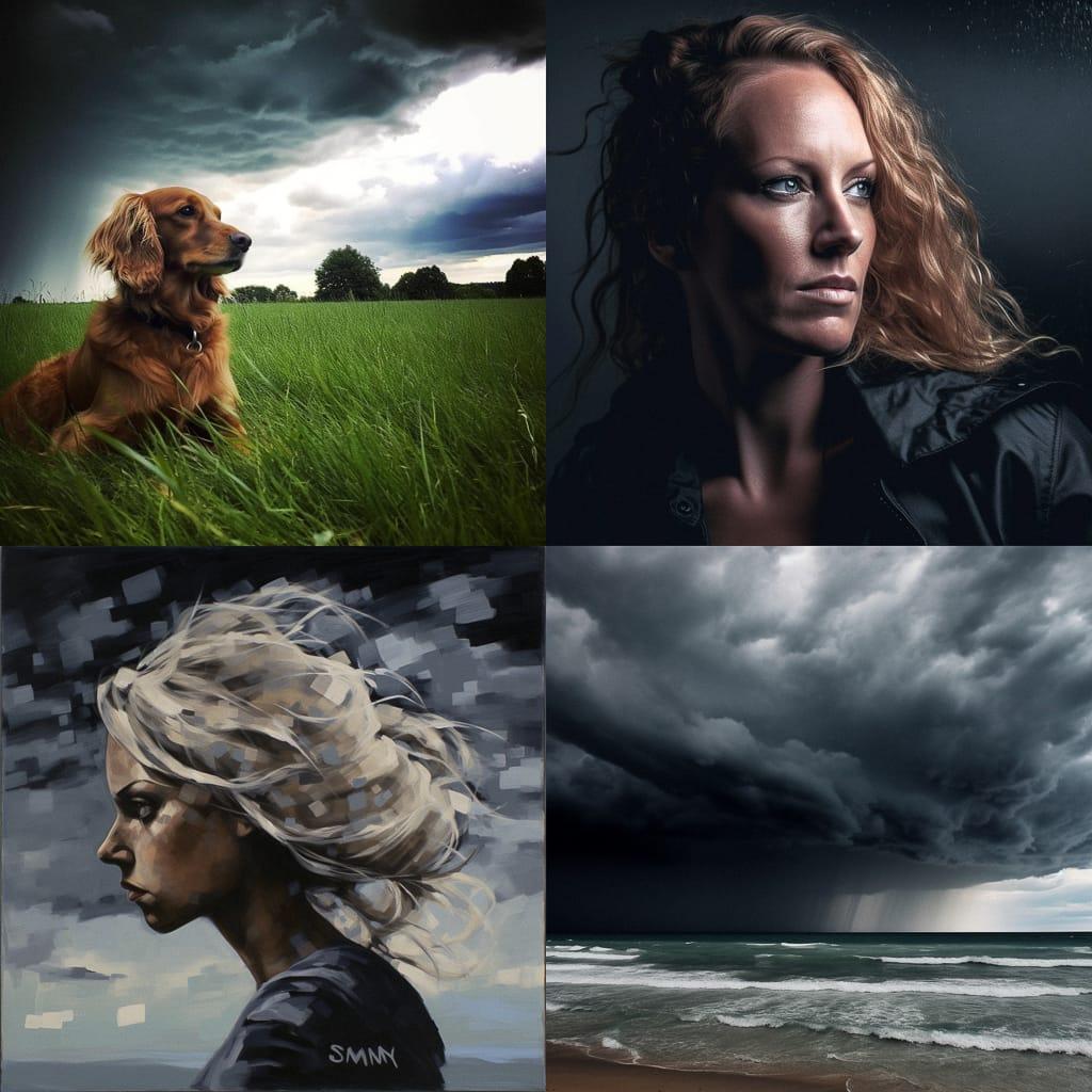 Stormy style, Midjourney V5, render 1 of 4