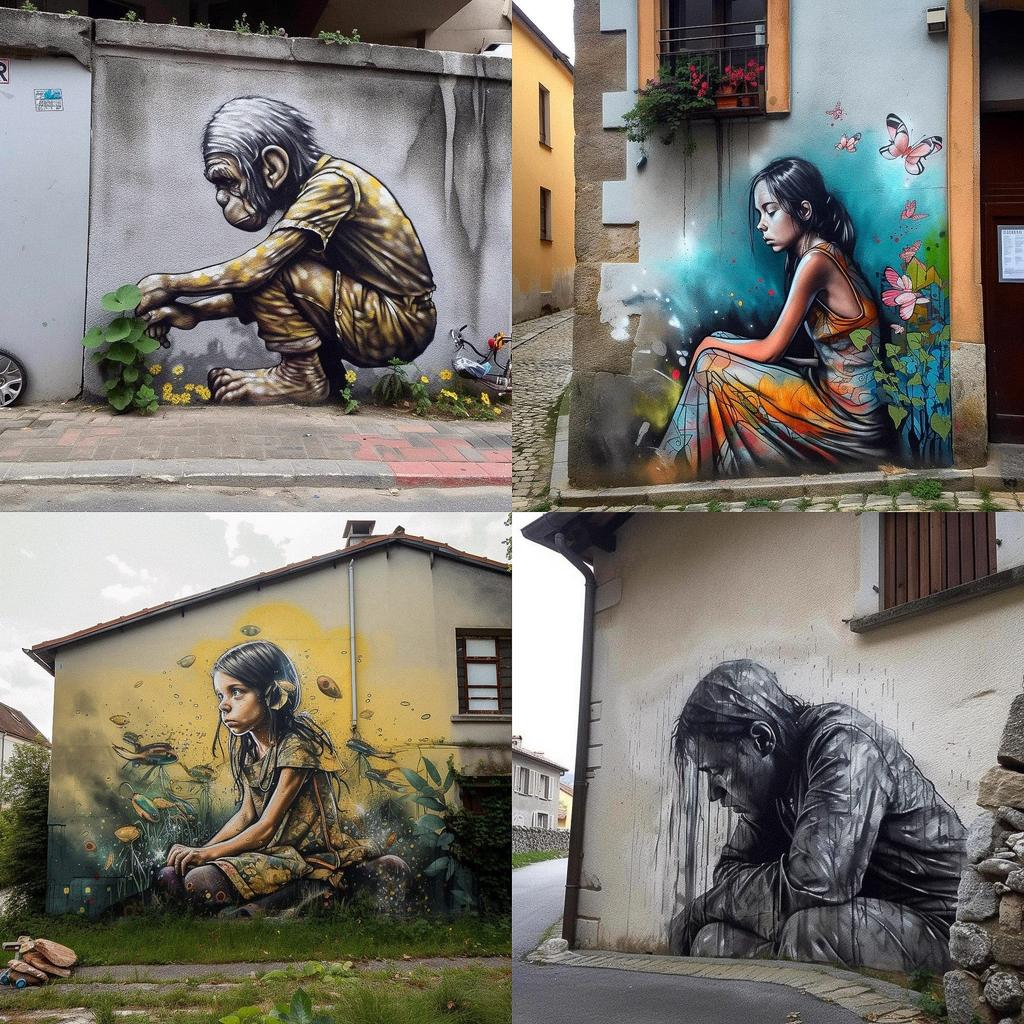 Street Art style, Midjourney V5, render 1 of 4