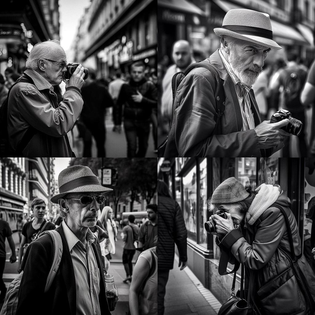 Street photography style, Midjourney V5, render 1 of 4