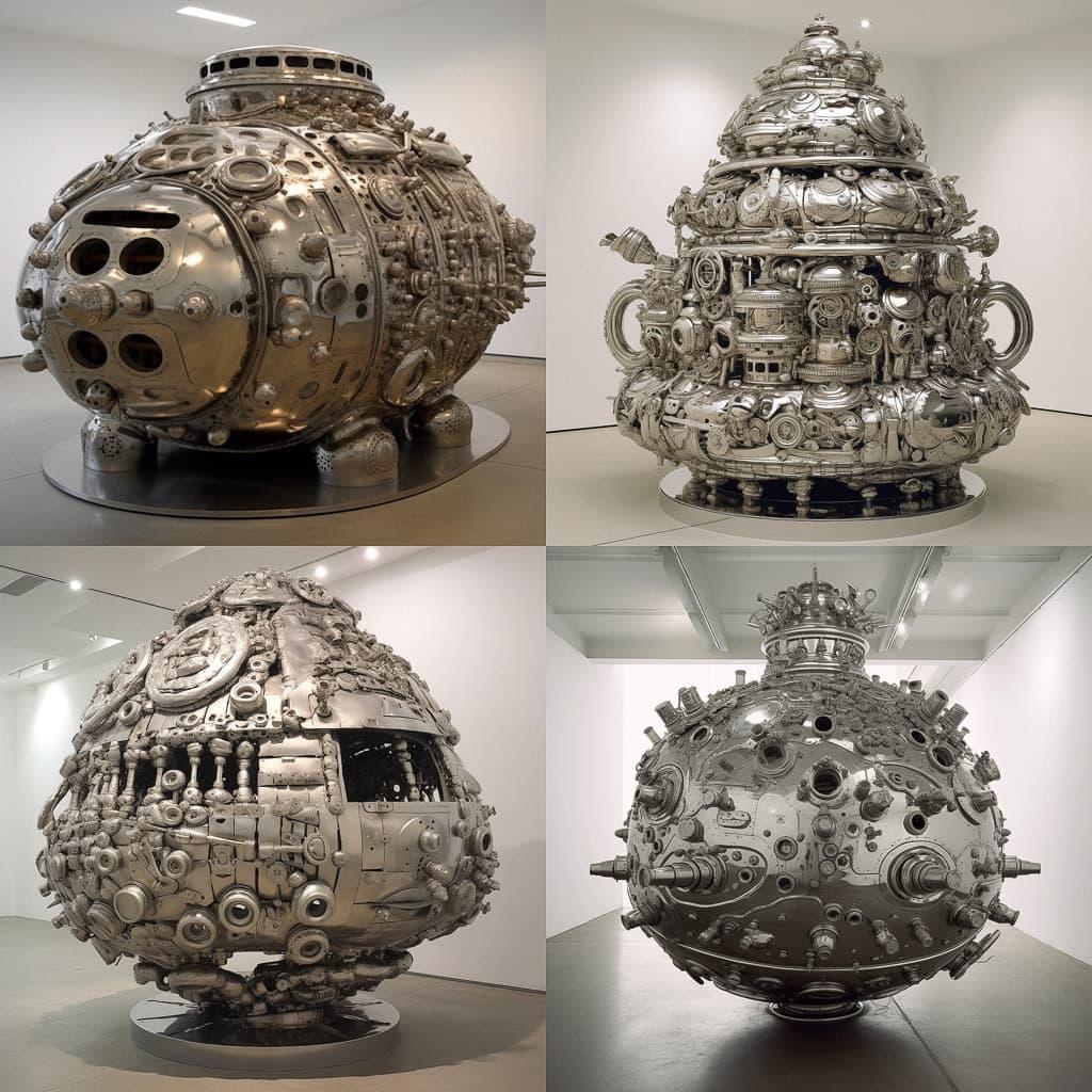 Subodh Gupta style, Midjourney V5, render 1 of 4
