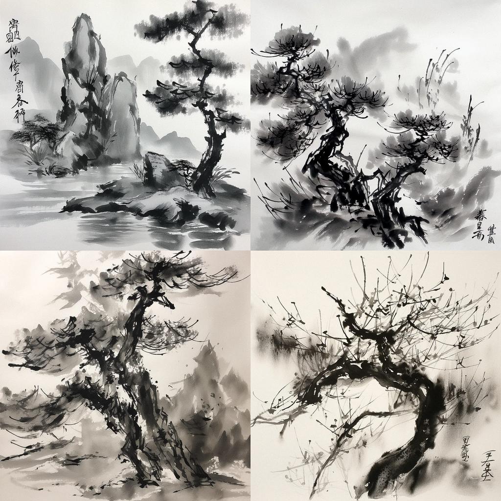 Sumi-e drawing style, Midjourney V5, render 1 of 4
