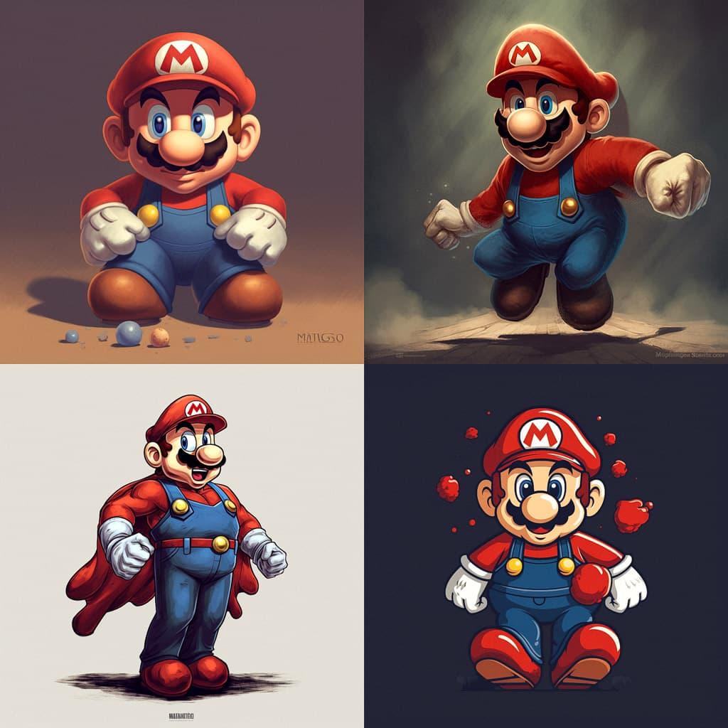 Super Mario style, Midjourney V5, render 1 of 4