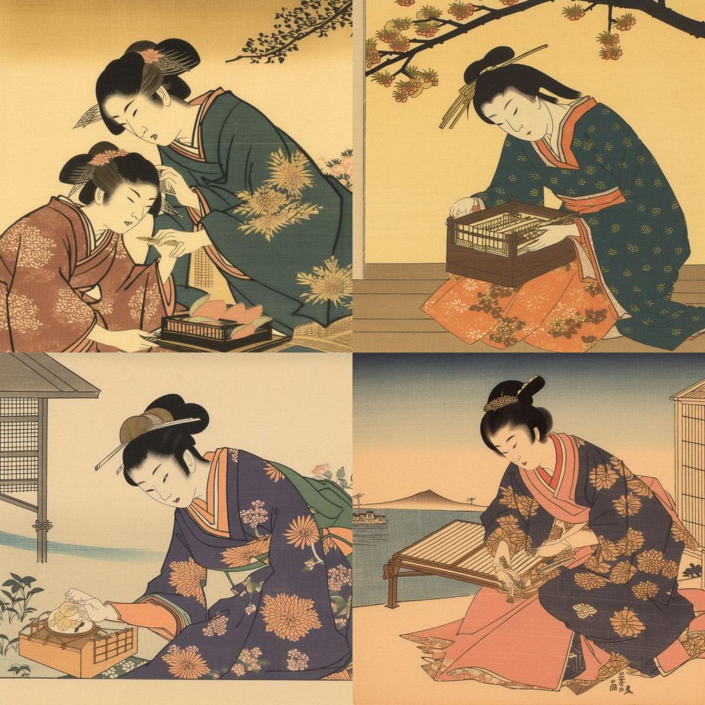 Suzuki Harunobu style, Midjourney V5, render 1 of 4