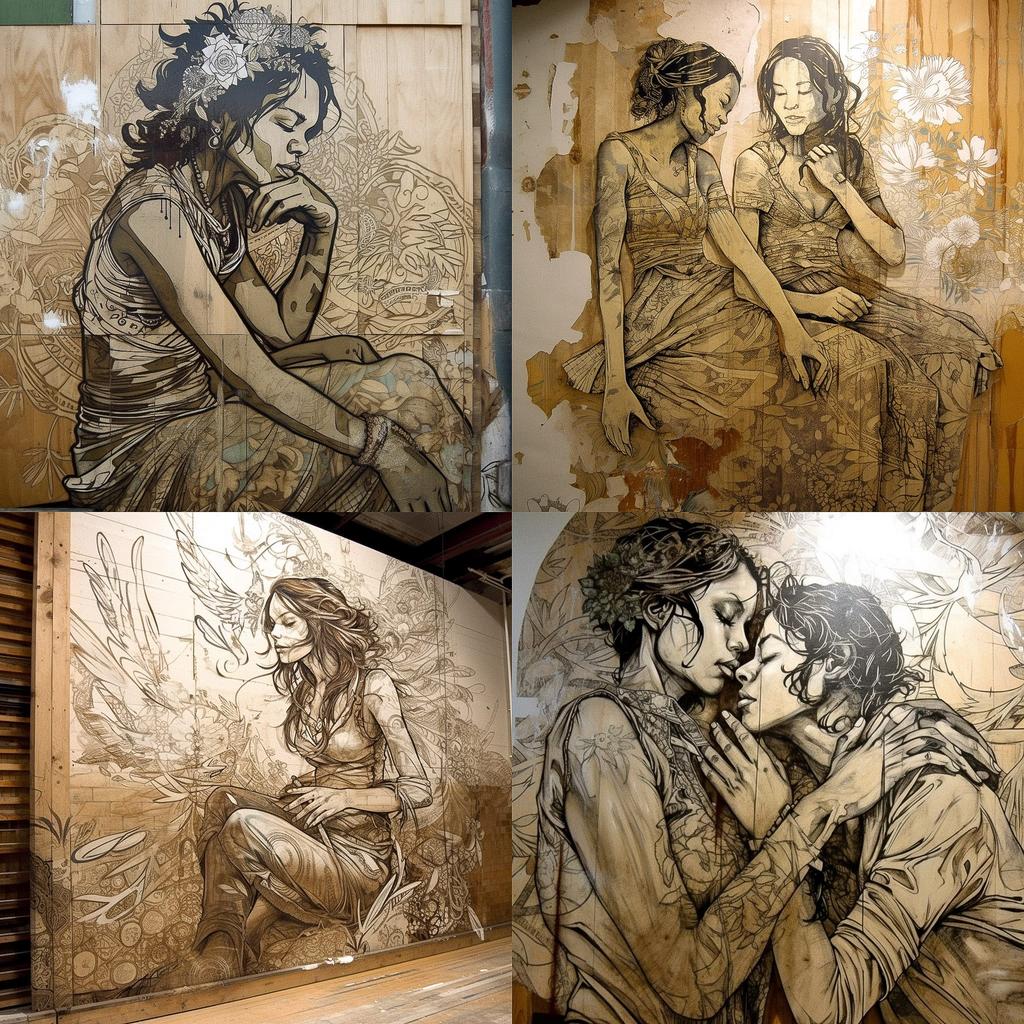 Swoon style, Midjourney V5, render 1 of 4