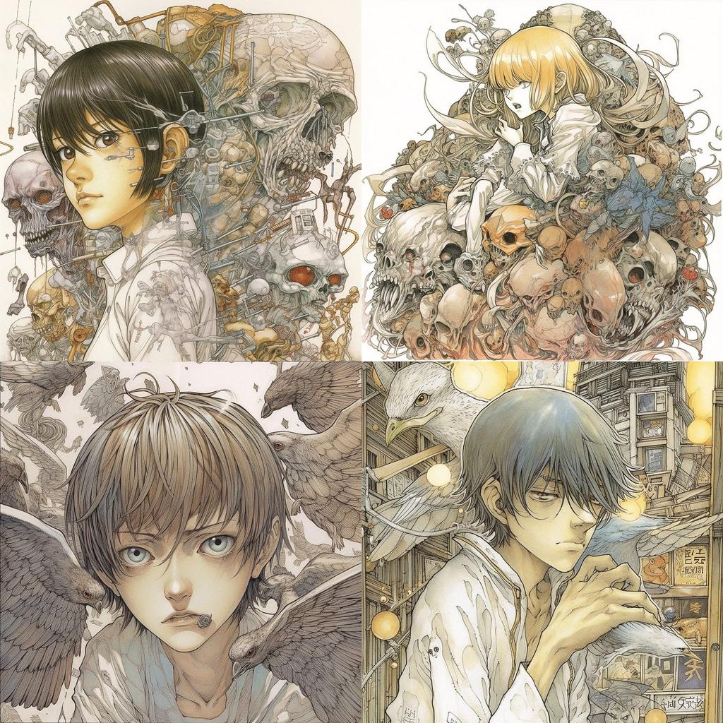 Takeshi Obata style, Midjourney V5, render 1 of 4