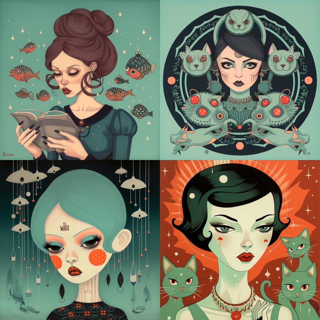 Tara McPherson style, Midjourney V5, render 1 of 4