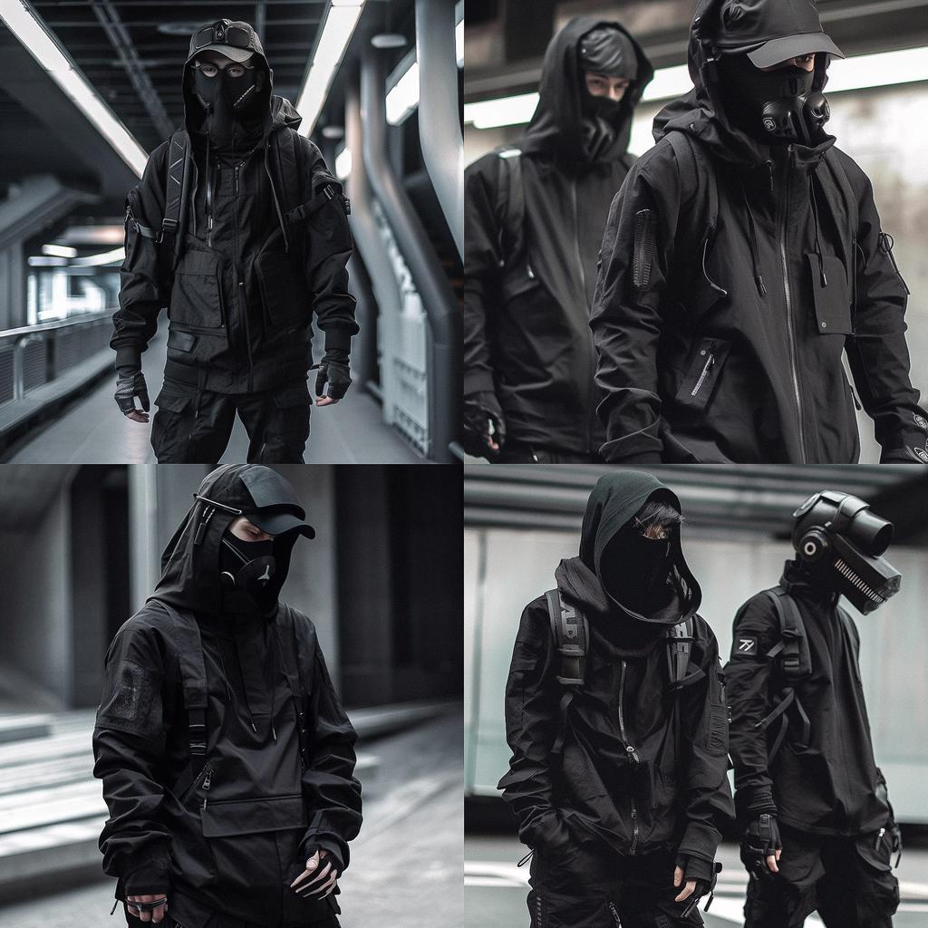 Techwear fashion style, Midjourney V5, render 1 of 4