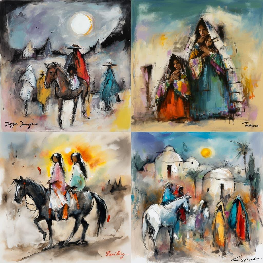 Ted DeGrazia style, Midjourney V5, render 1 of 4