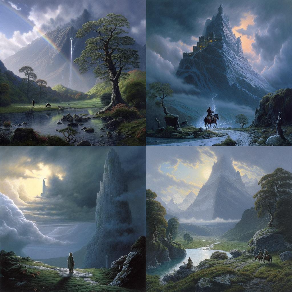 Ted Nasmith style, Midjourney V5, render 1 of 4