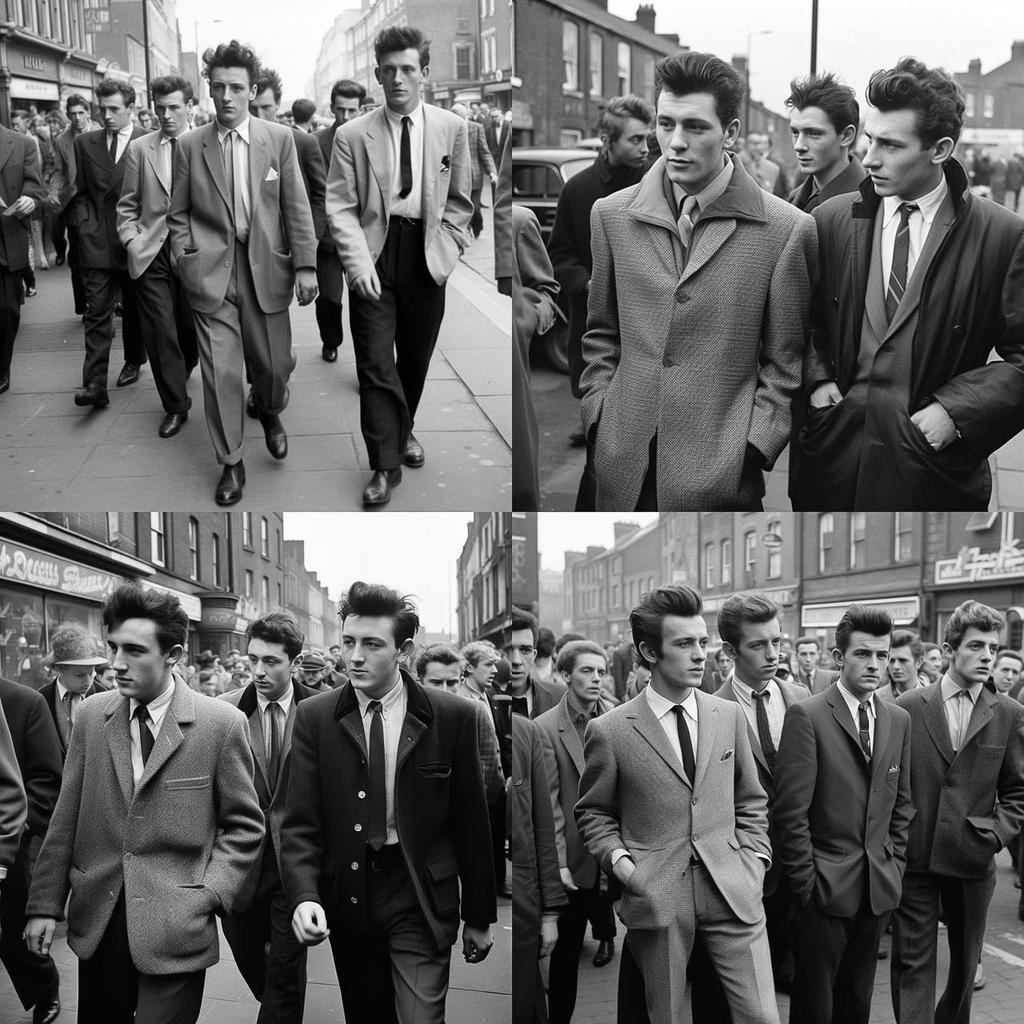 Teddy Boys fashion style, Midjourney V5, render 1 of 4