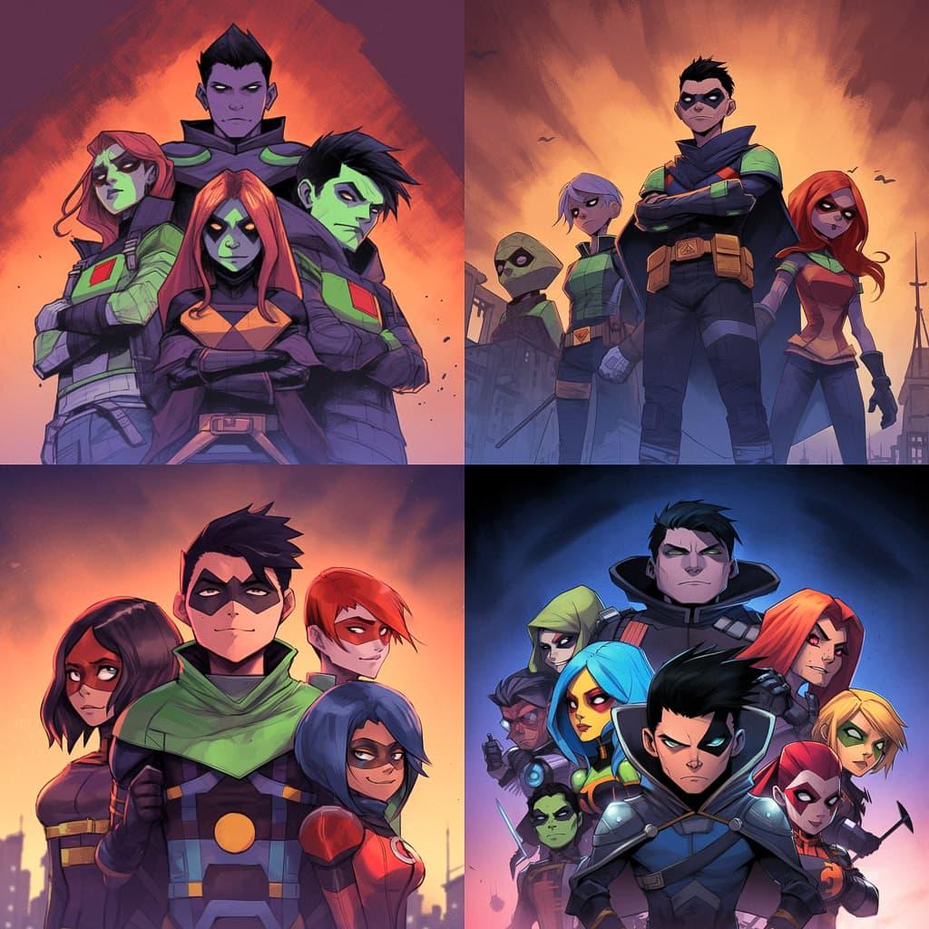 Teen Titans style, Midjourney V5, render 1 of 4
