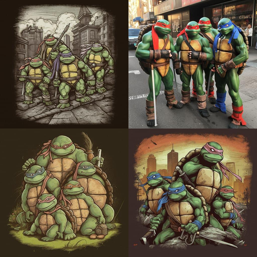 Teenage Mutant Ninja Turtles style, Midjourney V5, render 1 of 4