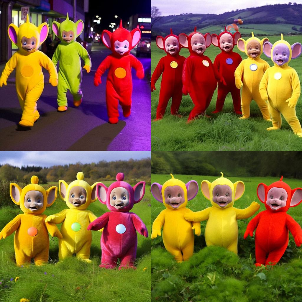 Teletubbies style, Midjourney V5, render 1 of 4