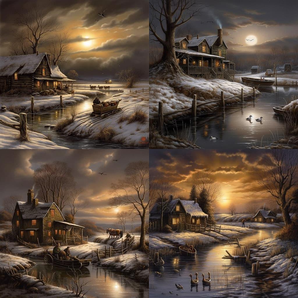 Terry Redlin style, Midjourney V5, render 1 of 4