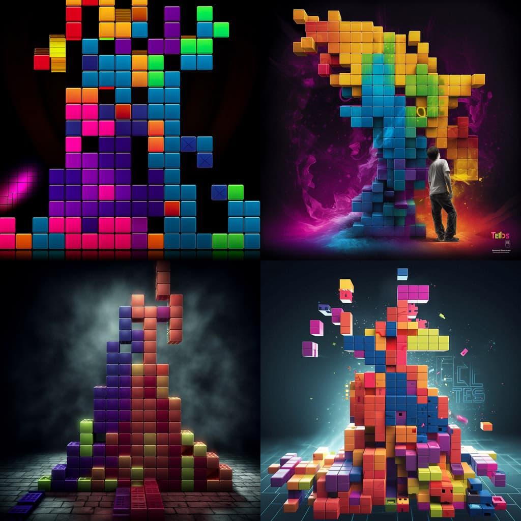 Tetris style, Midjourney V5, render 1 of 4