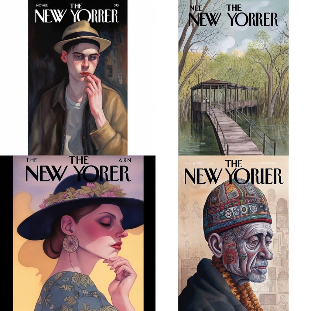 The New Yorker magazine style, Midjourney V5, render 1 of 4