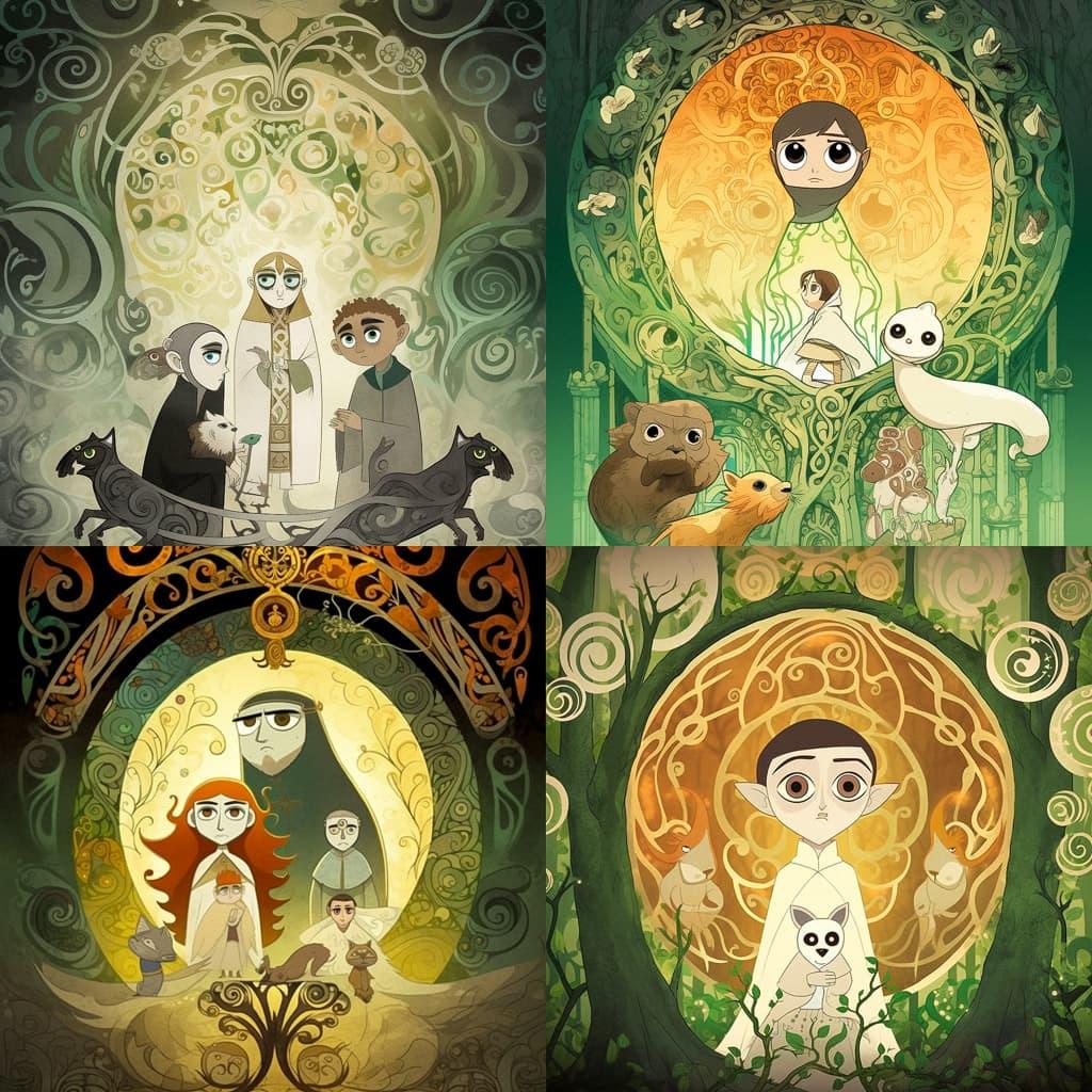 The Secret of Kells style, Midjourney V5, render 1 of 4