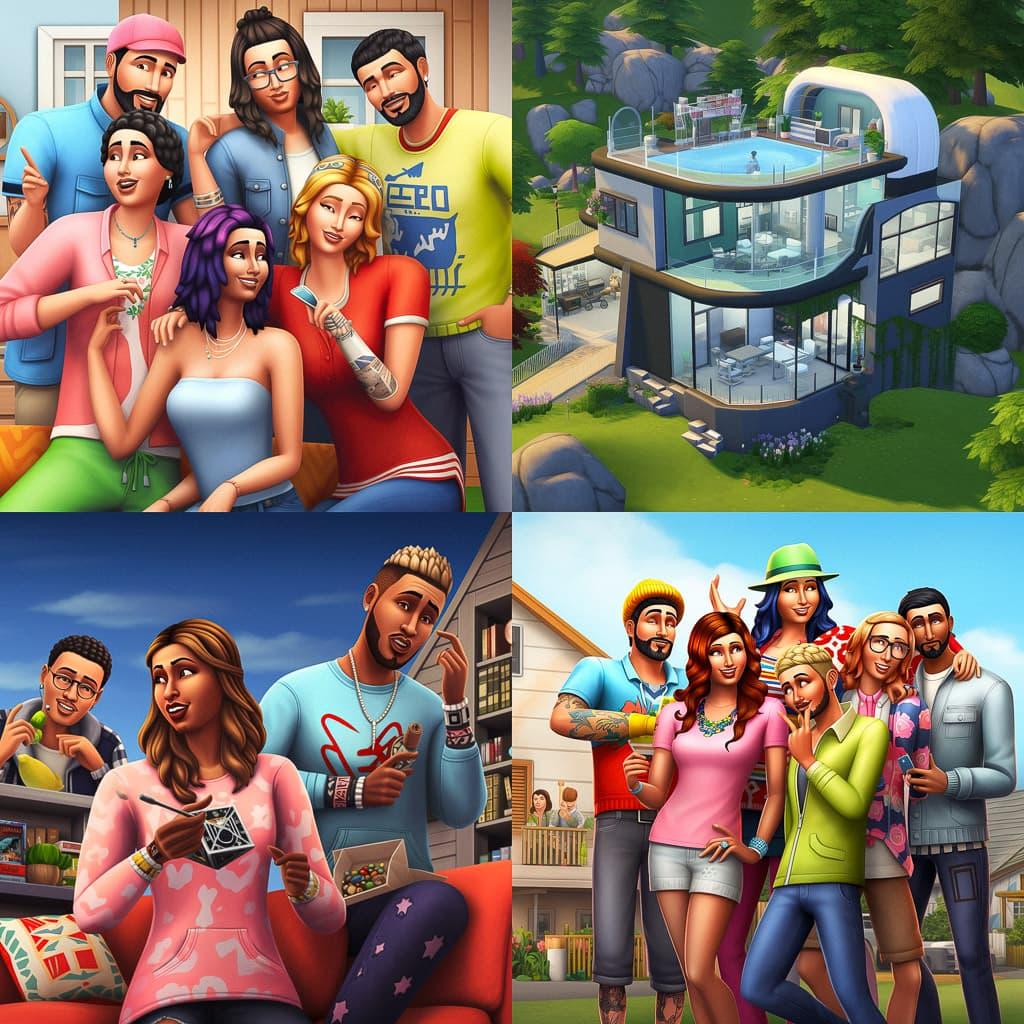 The Sims style, Midjourney V5, render 1 of 4