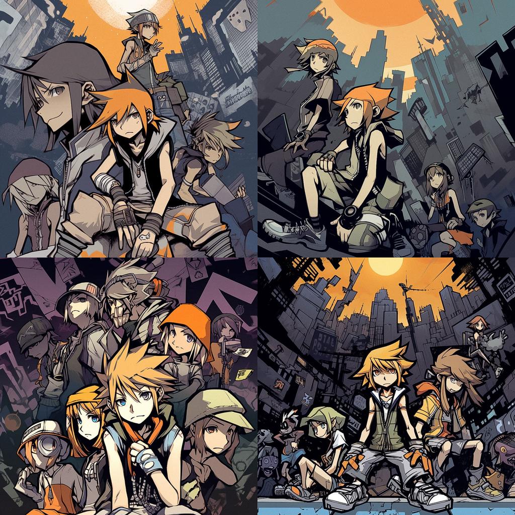 The World Ends With You style, Midjourney V5, render 1 of 4