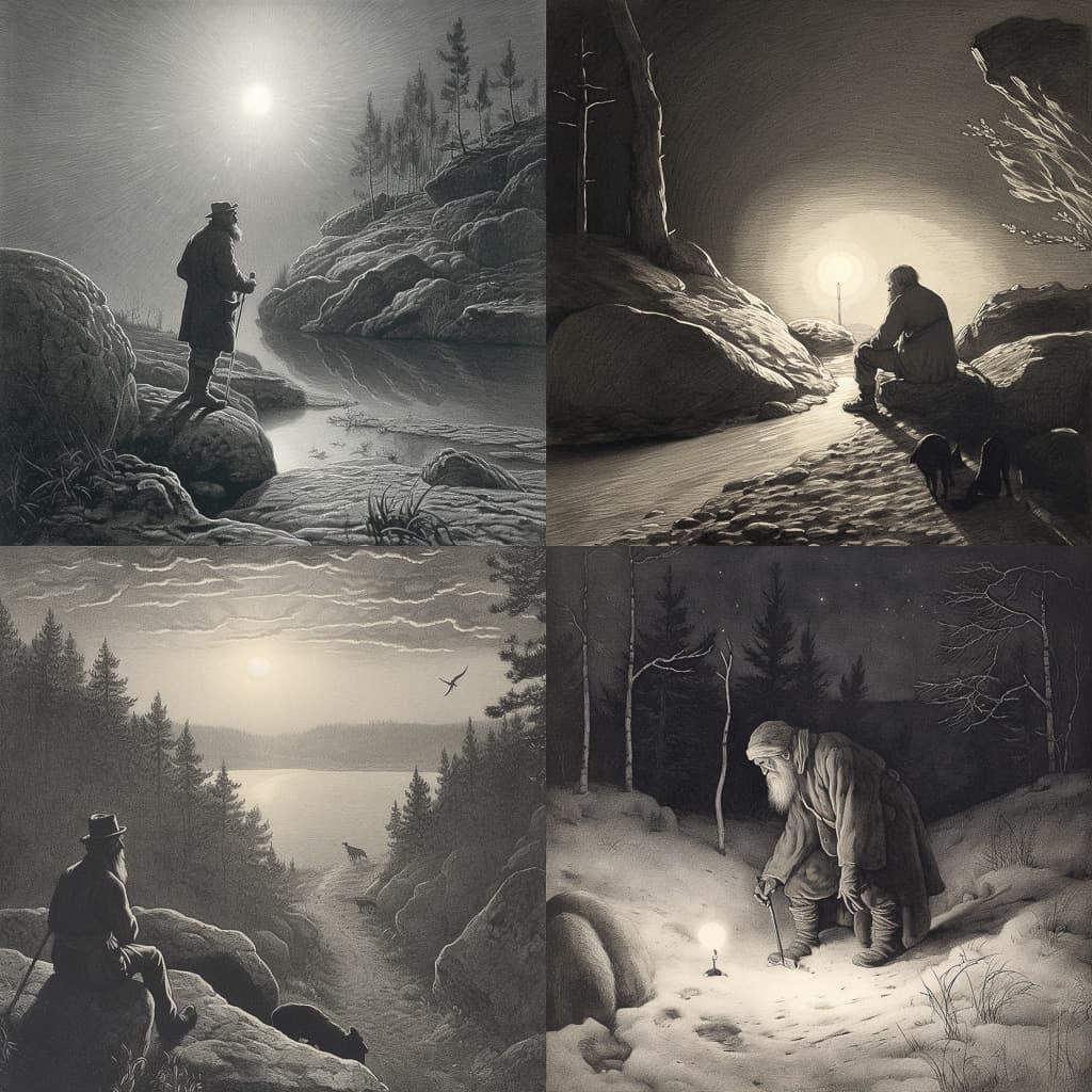 Theodor Kittelsen style, Midjourney V5, render 1 of 4