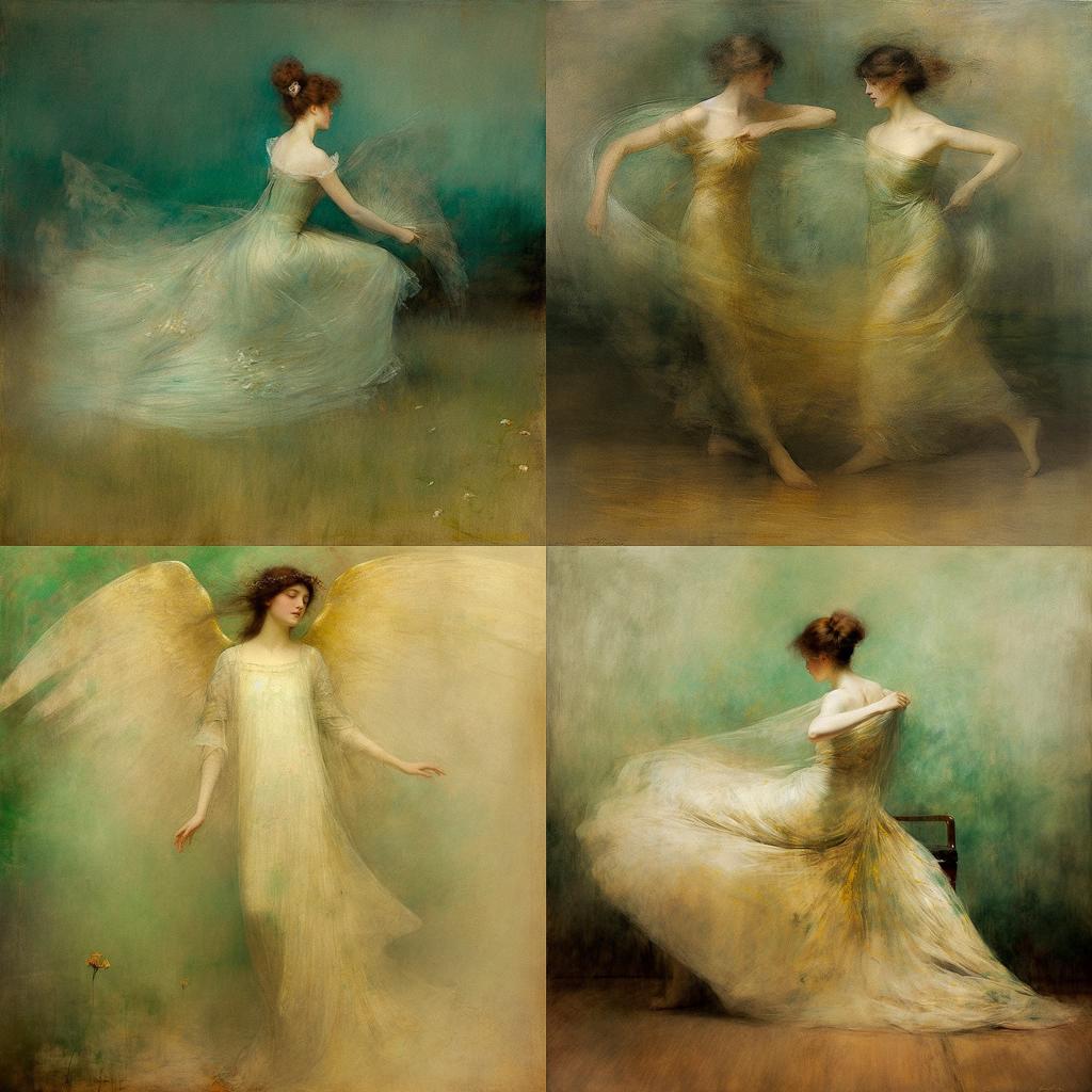 Thomas Dewing style, Midjourney V5, render 1 of 4