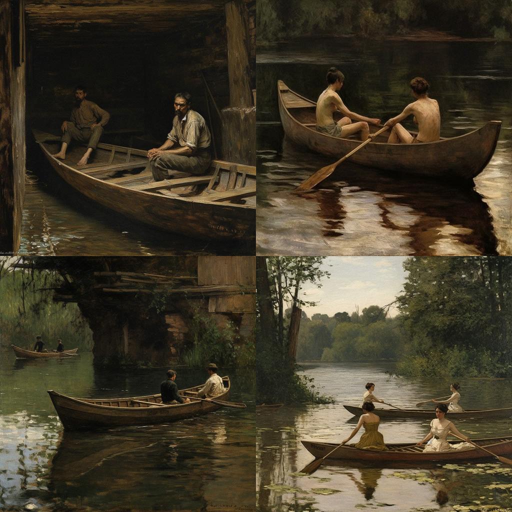 Thomas Eakins style, Midjourney V5, render 1 of 4