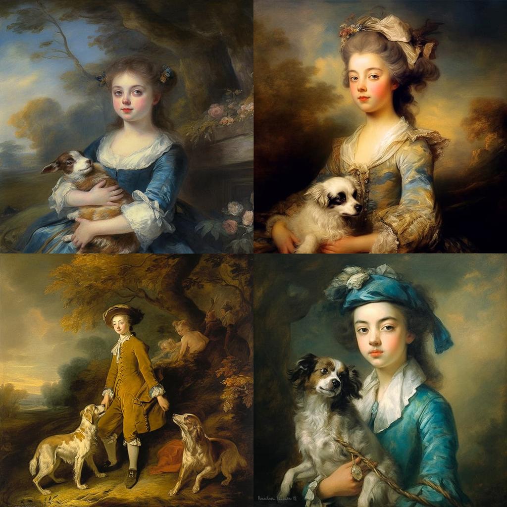 Thomas Gainsborough style, Midjourney V5, render 1 of 4