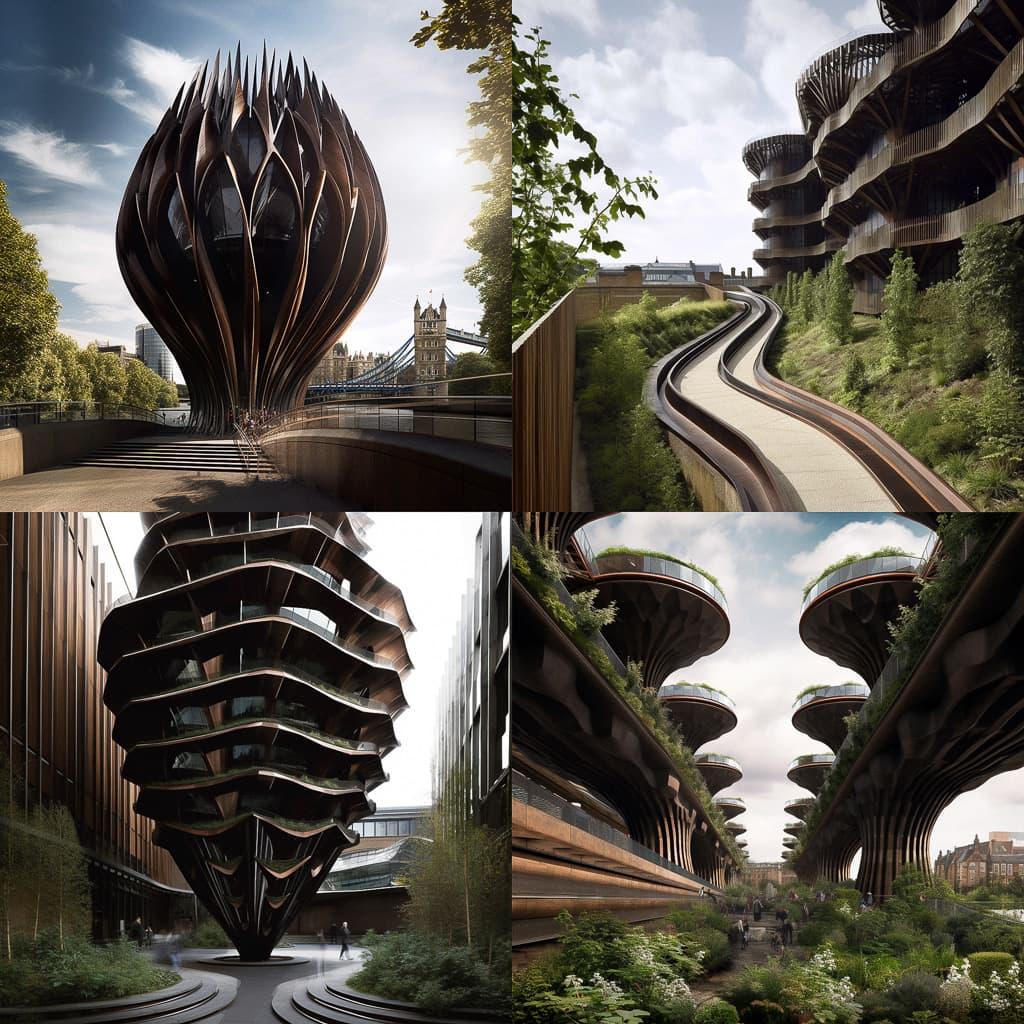 Thomas Heatherwick style, Midjourney V5, render 1 of 4