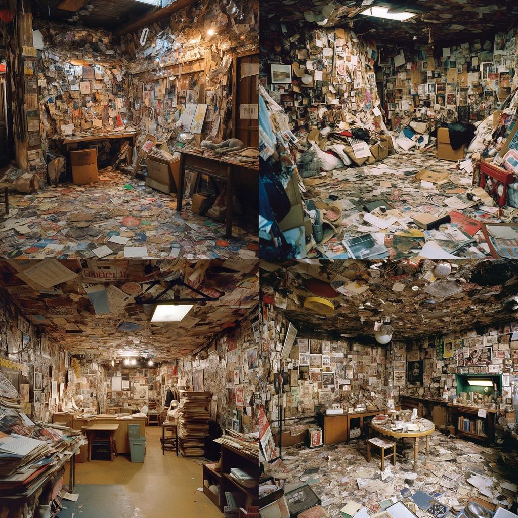 Thomas Hirschhorn style, Midjourney V5, render 1 of 4