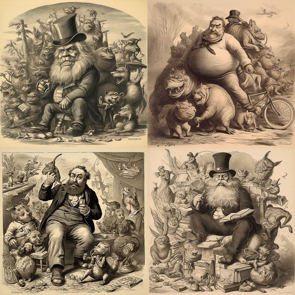 Thomas Nast style, Midjourney V5, render 1 of 4