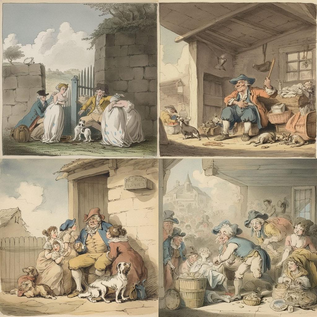 Thomas Rowlandson style, Midjourney V5, render 1 of 4