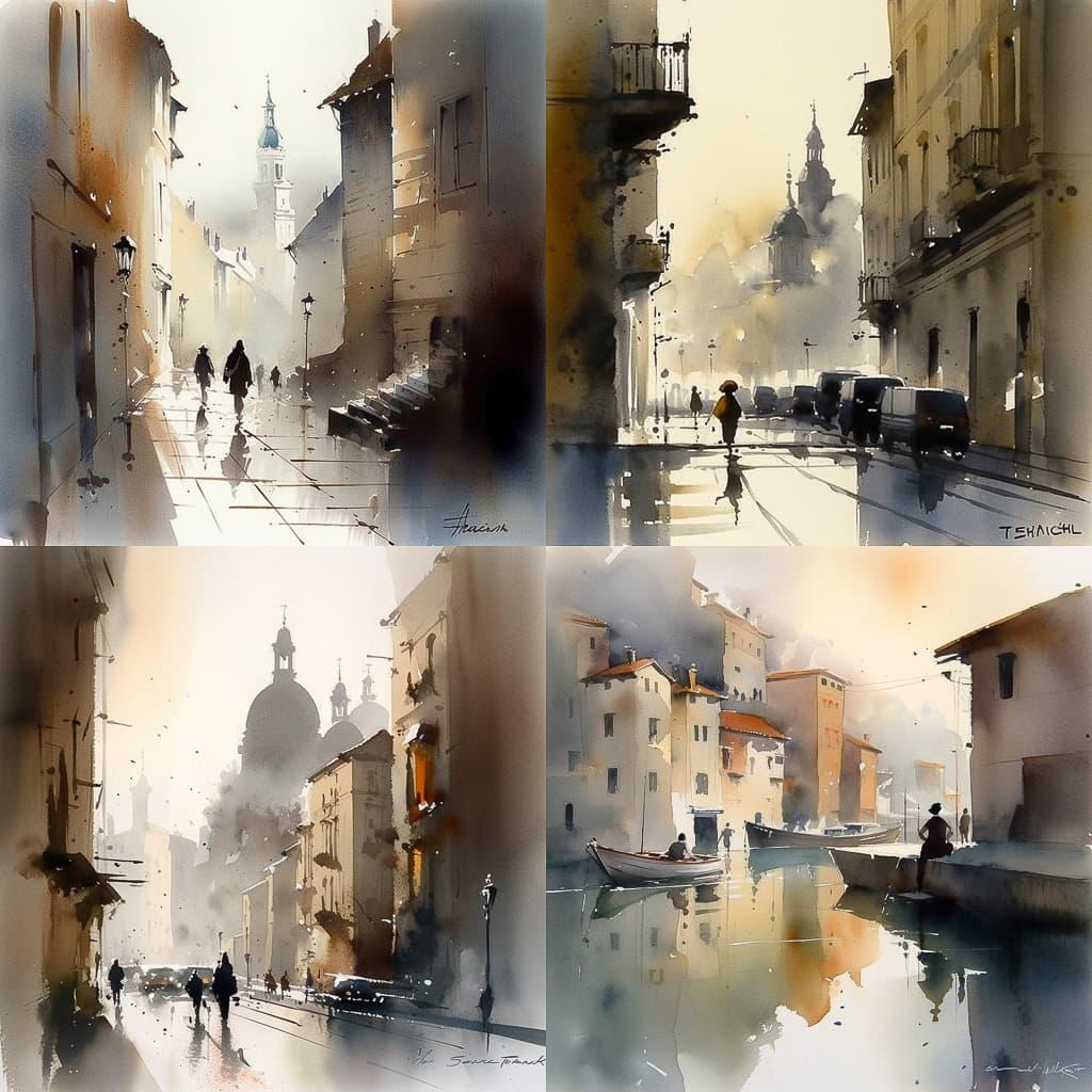 Thomas Schaller style, Midjourney V5, render 1 of 4