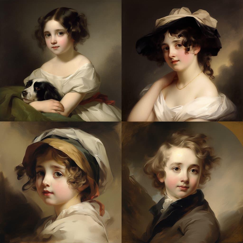 Thomas Sully style, Midjourney V5, render 1 of 4