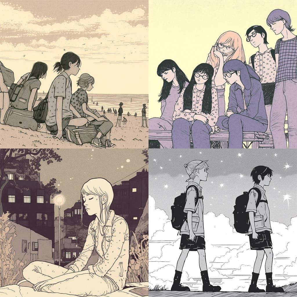 Tillie Walden style, Midjourney V5, render 1 of 4